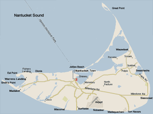 Nantucket Island sailing adventure destination map