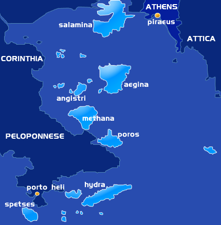 Saronic Gulf Map Greece