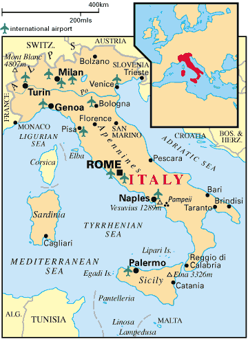 Italy Map motor yacht charter destination